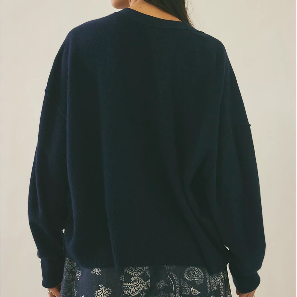Free People Eclair Cashmere Cardigan XS Midnight Navy Blue Button Front NWT - Picture 11 of 11